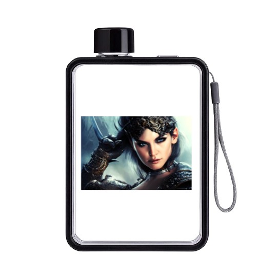 Warrior princess wearing gothic plate fantasy art Flat Water Bottles