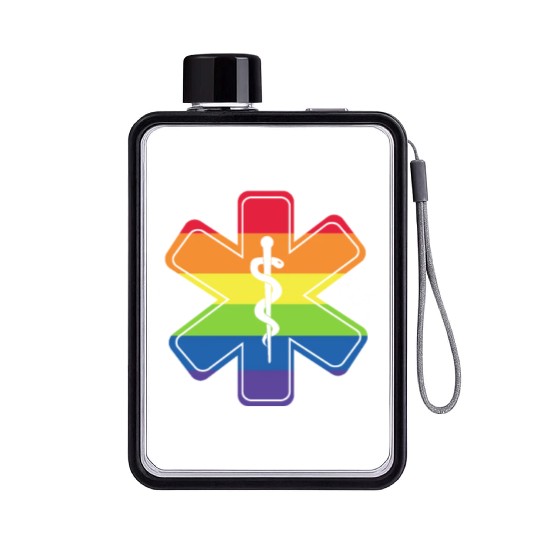 LGBT Caduceus EMT Medical Symbol Flat Water Bottles