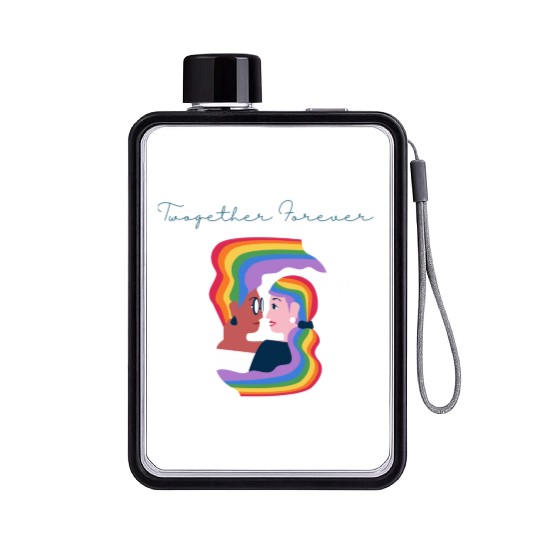 lesbian lgbtq pride valentine day 2023 valentines Flat Water Bottles