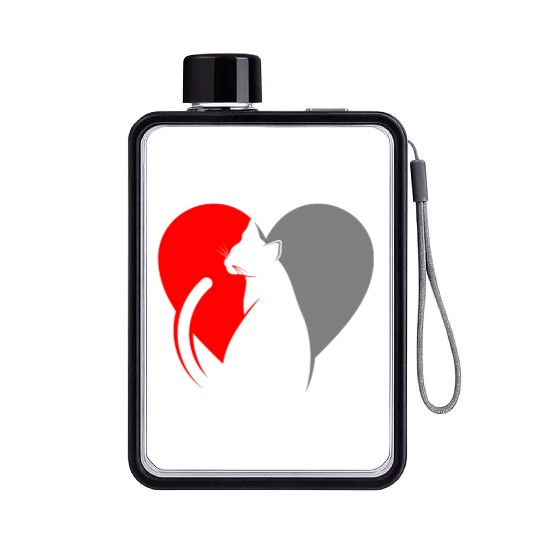 My Cat Is My Valentine Funny Cat494 Flat Water Bottles