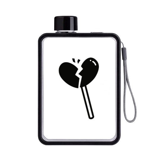 Broken Heart Lollipop Candy Flat Water Bottles