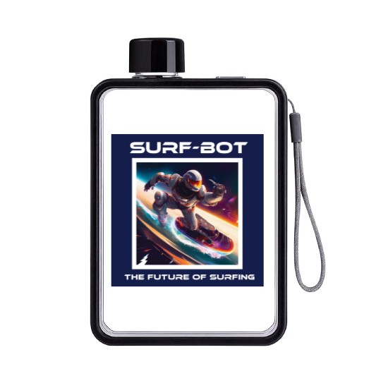 Robot Silver Surfer Flat Water Bottles