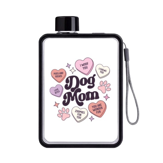 Dog Mom Valentines Day Candy Hearts Galentines Flat Water Bottles