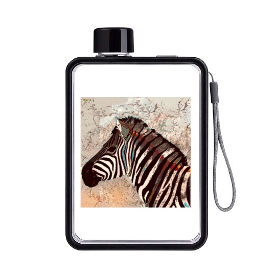 Zebra with neon colors Flat Water Bottles