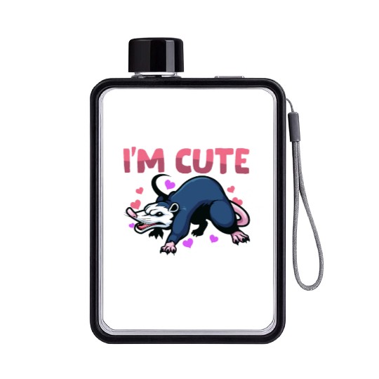 Possum Heart Valentine's Day Animal For Womens Flat Water Bottles