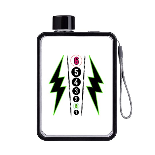 GREEN LIGHTNING BOLT MOTORCYCLE SHIFT PATTERN Flat Water Bottles