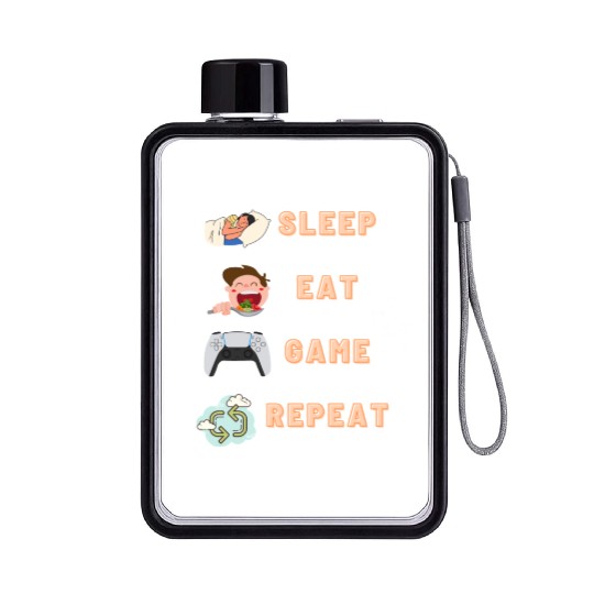 sleep eat game repeat PlayStation Flat Water Bottles