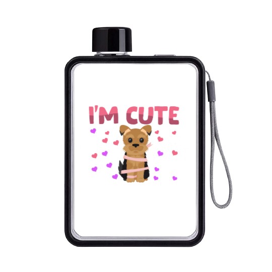 Yorkie Heart Valentine's Day Animal For Womens Flat Water Bottles
