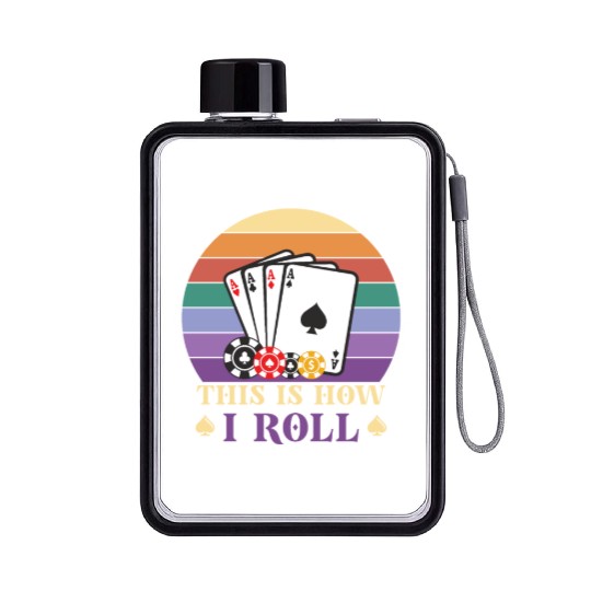 Poker Casino Poker Player Gambling Roulette Gift Flat Water Bottles