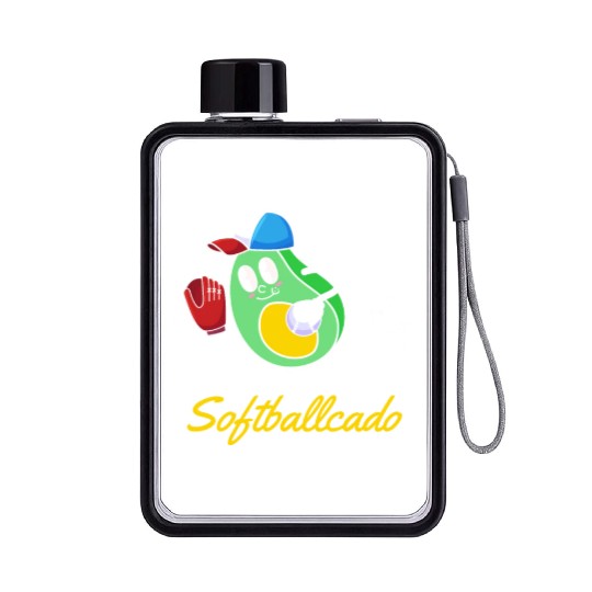 Softball Avocado Flat Water Bottles