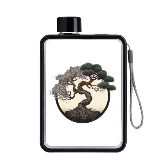 Yin and Yang Bonsai Tree Flat Water Bottles