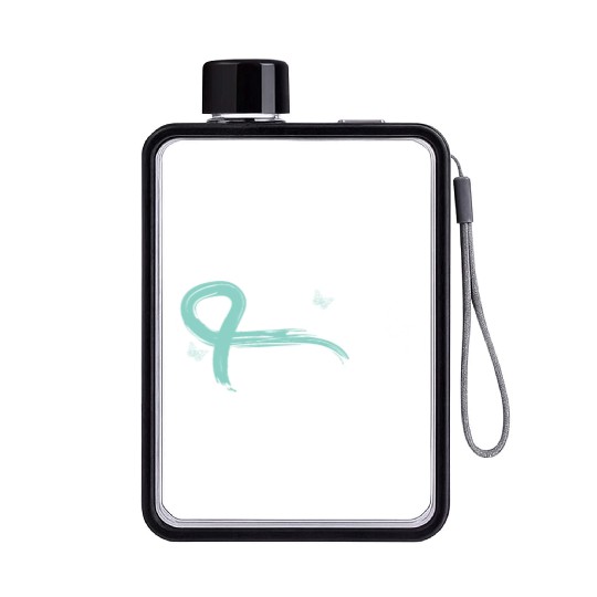 I Wear Teal For My Grandma Cervical Cancer Flat Water Bottles