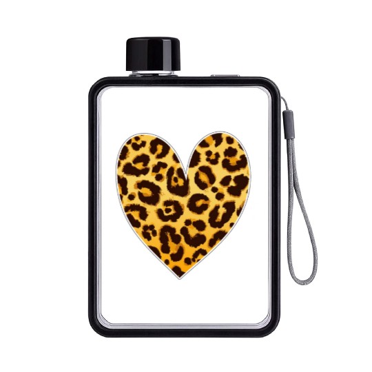 Western Hearts, Leopard Heart, Valentine Cow Flat Water Bottles