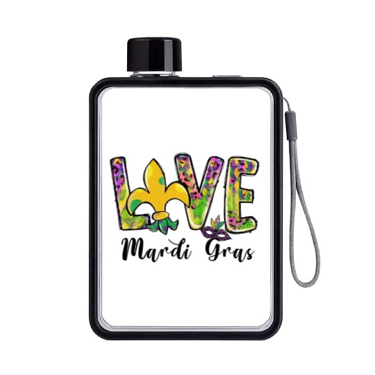 New Orleans Kids Girls Love Mardi Gras Outfit Flat Water Bottles