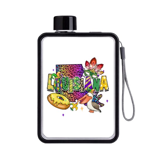 New Orleans Men Women Louisiana Mardi Gras Outfit Flat Water Bottles