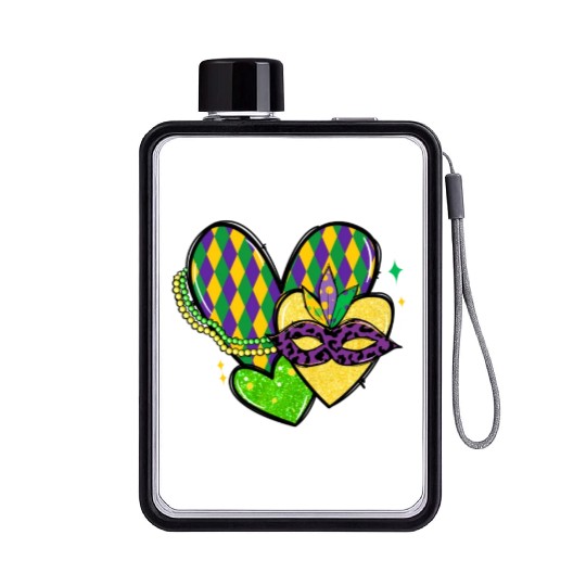 New Orleans Kids Girls Love Mardi Gras Outfit Flat Water Bottles
