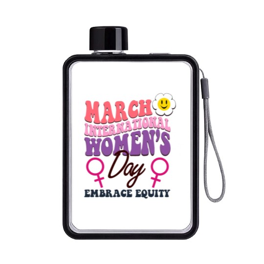 International Women's Day 2023 Theme Embrace Equit Flat Water Bottles