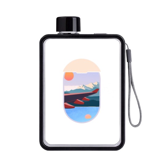 Wanderlust Plane Window Travel Landscape Nature Flat Water Bottles