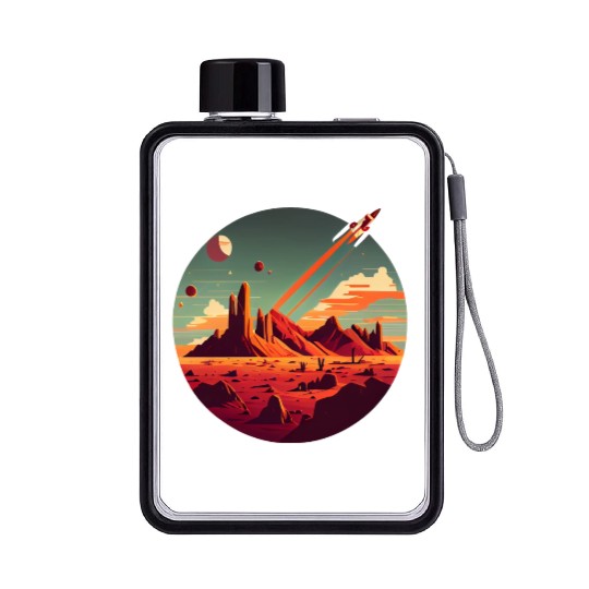 Vintage Space Science Mars Fiction Geek Solar Flat Water Bottles