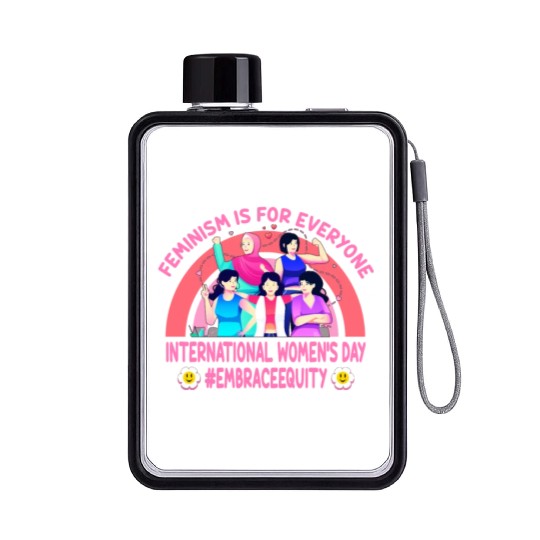 International Women's Day Embrace Equity Feminism Flat Water Bottles