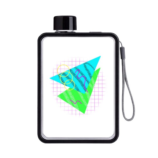 90's Neon Shapes Flat Water Bottles