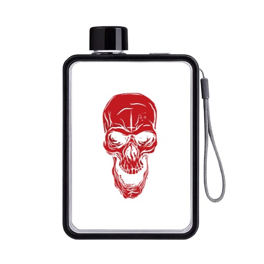 Red angry skull face Red angry skull face inspirat Flat Water Bottles