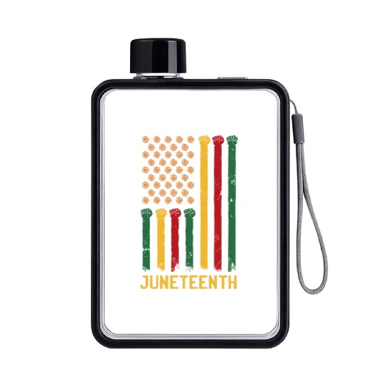 US Flag Juneteenth Flat Water Bottles