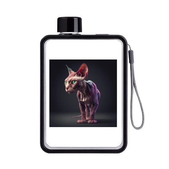 Canadian Sphynx cat with transparent skin Flat Water Bottles