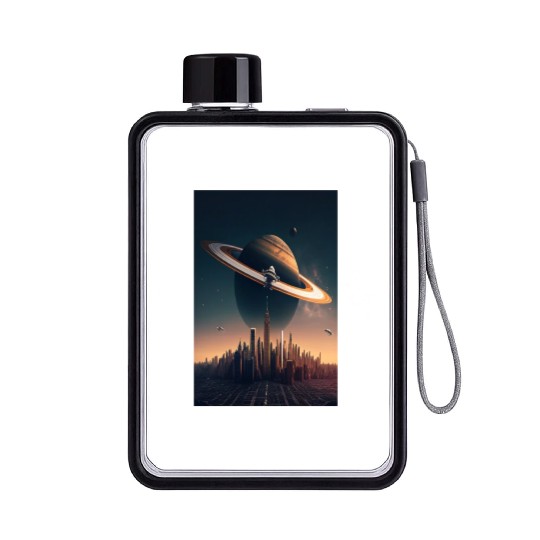 Solar system planet Saturn galaxy Flat Water Bottles