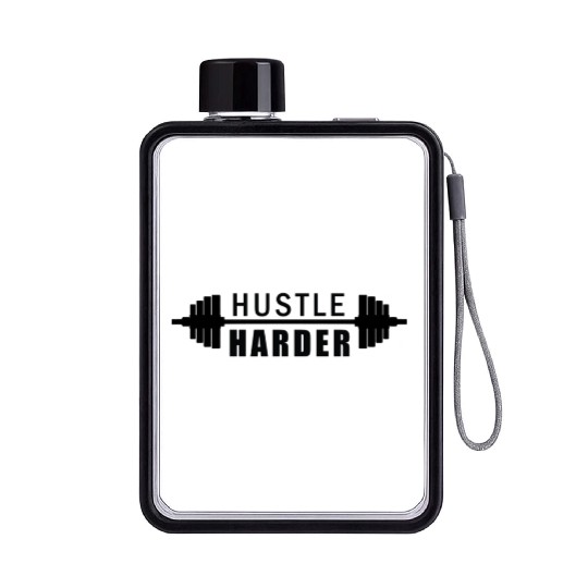 Hustle Harder Fitness Gym Workout Flat Water Bottles