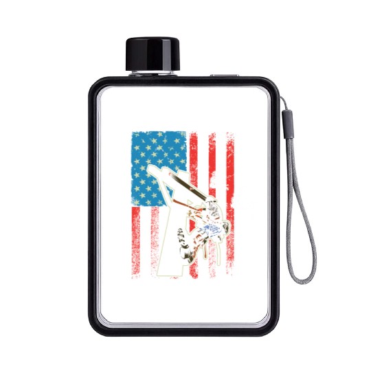 US Flag Lineworker Patriotic Lineman Flat Water Bottles