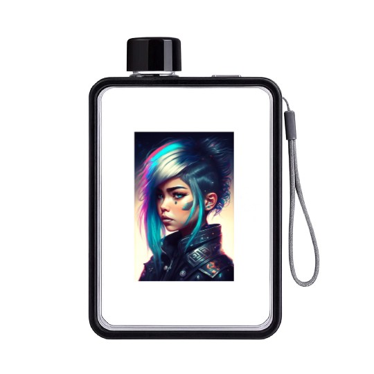 Tokyo Nightclub Punk Girl Flat Water Bottles