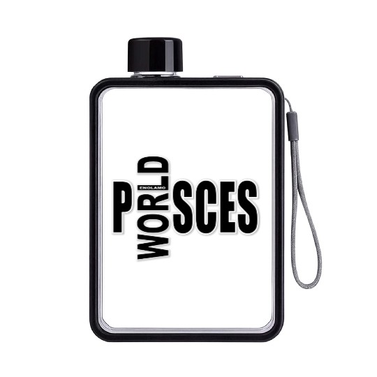 pisces WORLD bw Flat Water Bottles