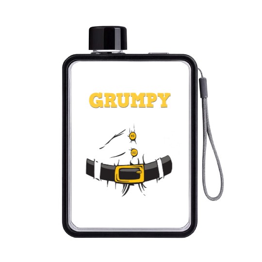 Grumpy Santa Claus - Ugly Christmas Flat Water Bottles