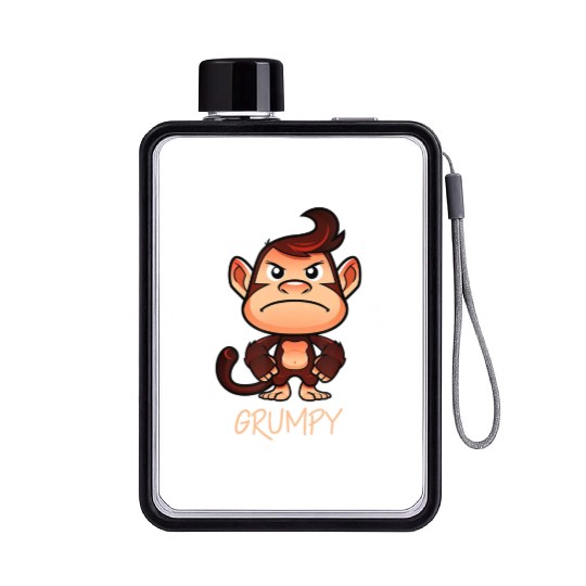 Grumpy Monkey Meme Aesthetic Bad Mood chimpanzee Flat Water Bottles