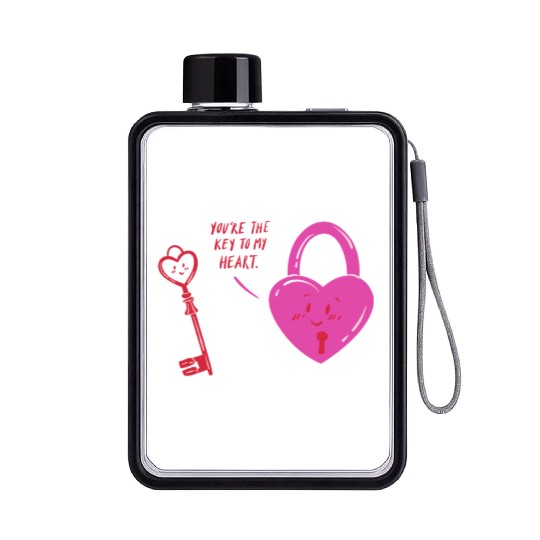 you are the key to my heart Flat Water Bottles