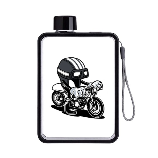 Motorcycle with Cartoon Helmet Flat Water Bottles