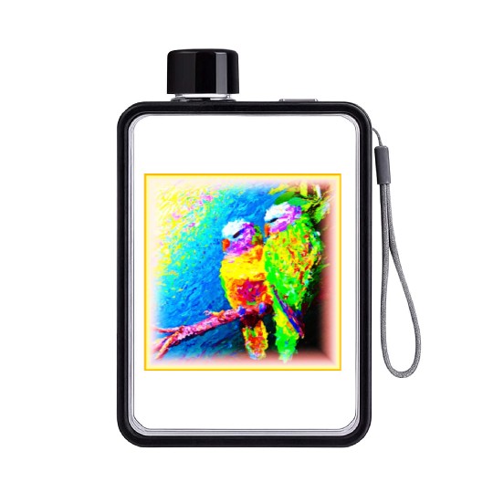 A Vibrant and Joyful Rainbow Birds. Buy Now Flat Water Bottles