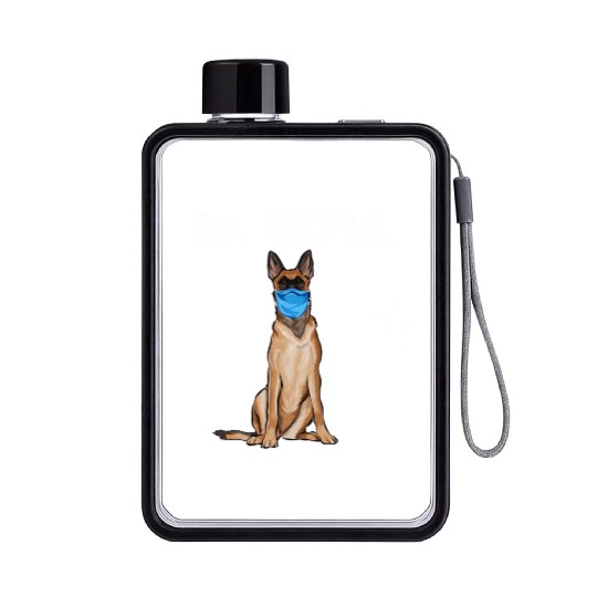 Belgian Malinoi Ew People Dog Wearing Face Mask T Flat Water Bottles
