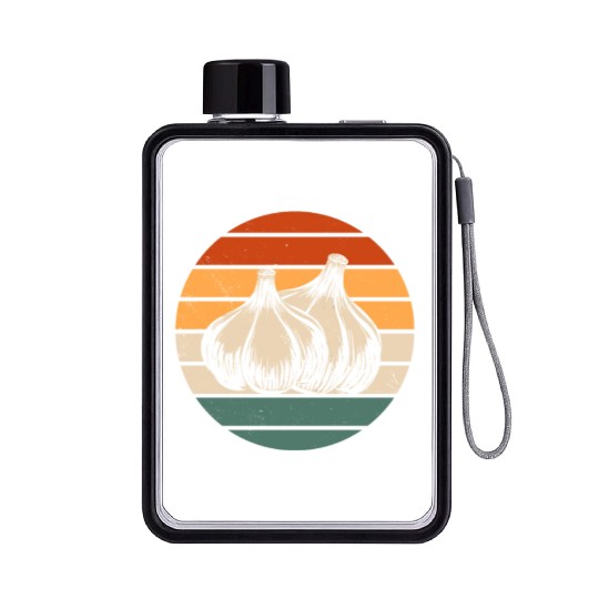 Retro Garlic Design Flat Water Bottles