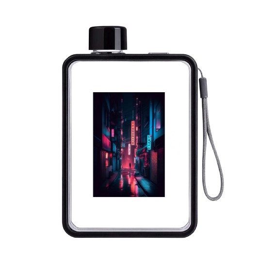 Tokyo Japan Japanese Aesthetic Graphic Night Scene Flat Water Bottles