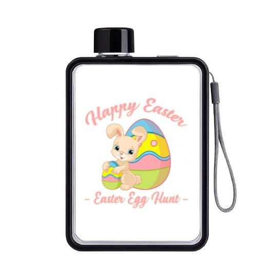 Happy Easter Egg Hunt Bunny Gift Flat Water Bottles