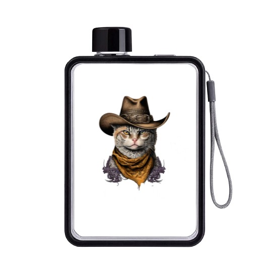 Meowdy Cat Meme Country Meow Howdy Funny Flat Water Bottles