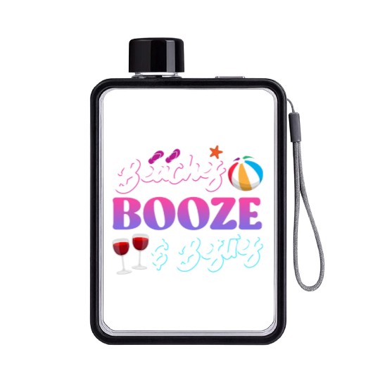 Beaches Booze Besties Summer Vacation Spring Break Flat Water Bottles