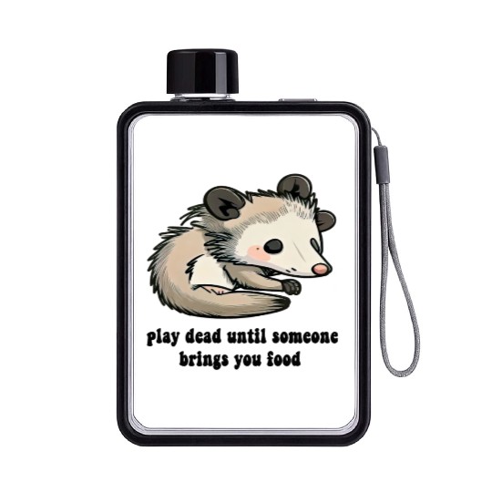 funny opossum play dead Flat Water Bottles