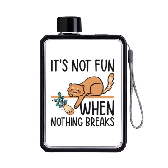 Mean Cat Drawing Line Art Cat Owner Pet Cat Flat Water Bottles