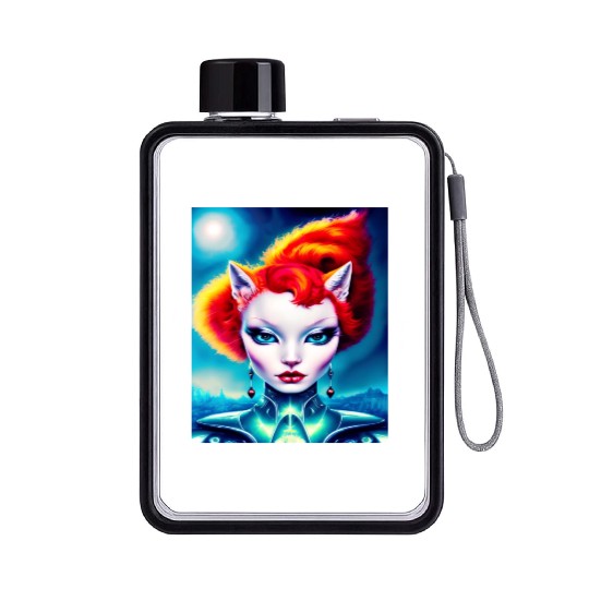 "Alien Cat Woman" Flat Water Bottles