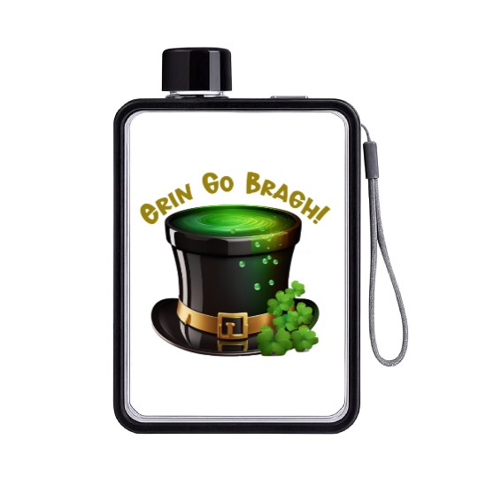 Get Lucky with this 'Erin go Bragh' Top Hat Design Flat Water Bottles