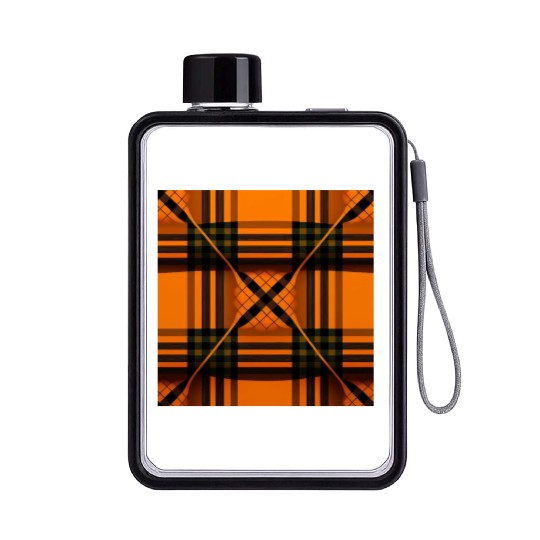 Innovative Orange Tartan A Design for the Fashion Flat Water Bottles