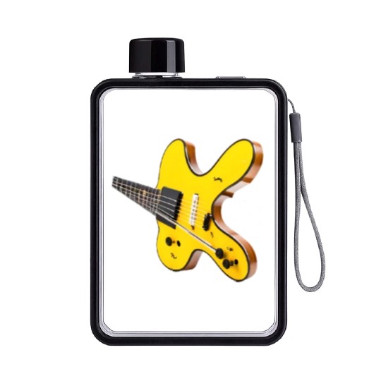 yellow tilted guitar Flat Water Bottles